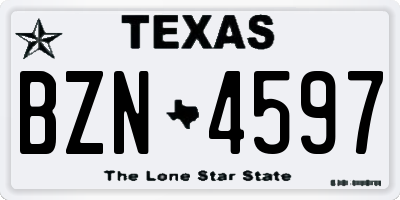 TX license plate BZN4597