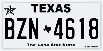 TX license plate BZN4618