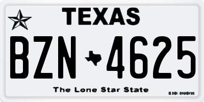 TX license plate BZN4625