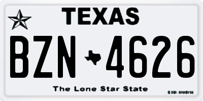 TX license plate BZN4626