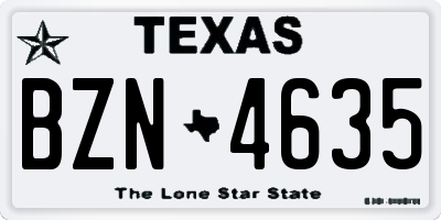 TX license plate BZN4635