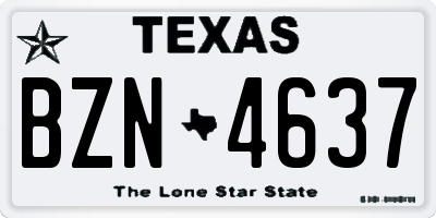 TX license plate BZN4637