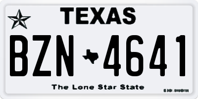 TX license plate BZN4641
