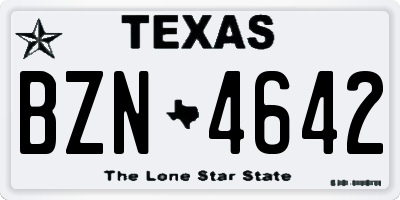 TX license plate BZN4642