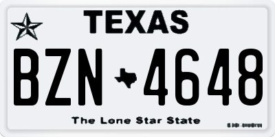 TX license plate BZN4648