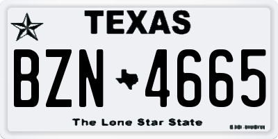 TX license plate BZN4665