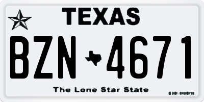 TX license plate BZN4671