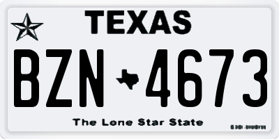 TX license plate BZN4673