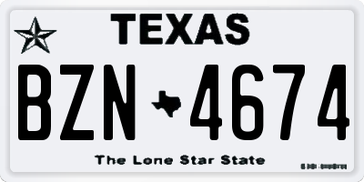 TX license plate BZN4674