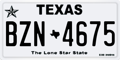 TX license plate BZN4675