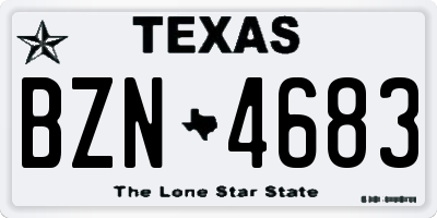 TX license plate BZN4683