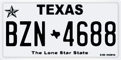 TX license plate BZN4688