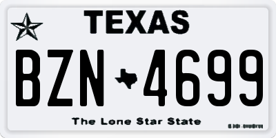 TX license plate BZN4699
