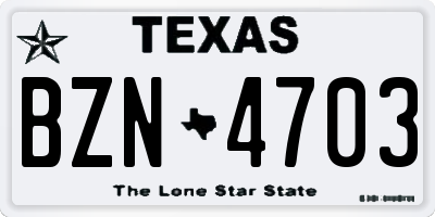 TX license plate BZN4703