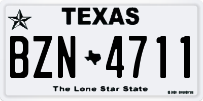 TX license plate BZN4711