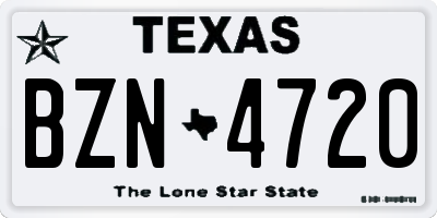 TX license plate BZN4720