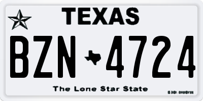 TX license plate BZN4724