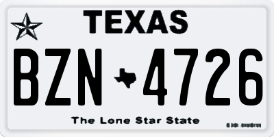 TX license plate BZN4726
