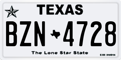 TX license plate BZN4728