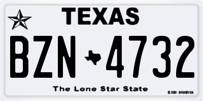 TX license plate BZN4732