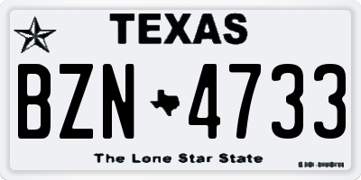 TX license plate BZN4733