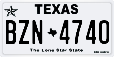 TX license plate BZN4740