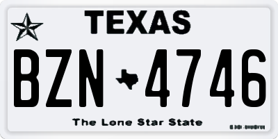 TX license plate BZN4746