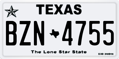 TX license plate BZN4755