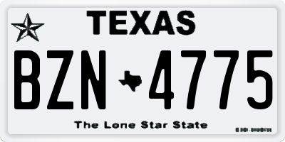 TX license plate BZN4775