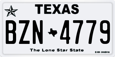 TX license plate BZN4779