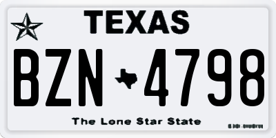 TX license plate BZN4798