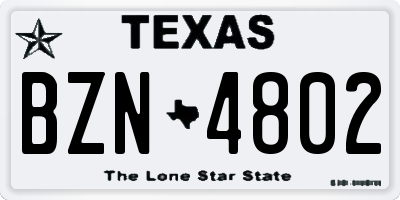 TX license plate BZN4802