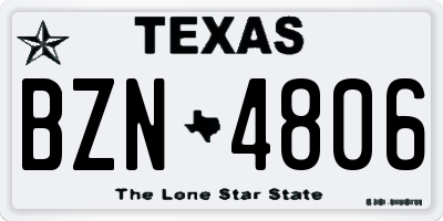 TX license plate BZN4806