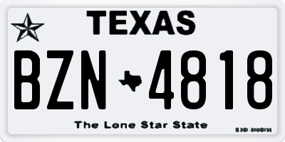 TX license plate BZN4818