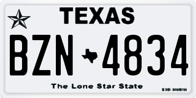 TX license plate BZN4834