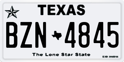 TX license plate BZN4845