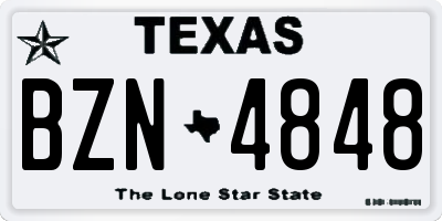 TX license plate BZN4848
