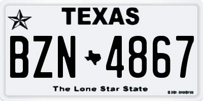 TX license plate BZN4867