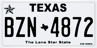 TX license plate BZN4872