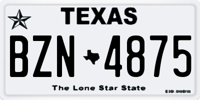 TX license plate BZN4875