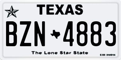 TX license plate BZN4883