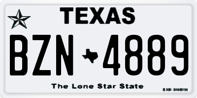 TX license plate BZN4889
