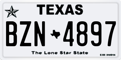 TX license plate BZN4897