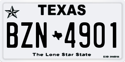 TX license plate BZN4901