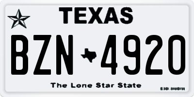 TX license plate BZN4920