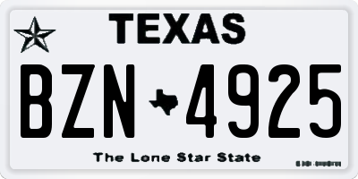 TX license plate BZN4925