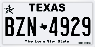 TX license plate BZN4929