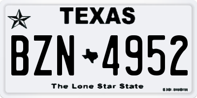 TX license plate BZN4952