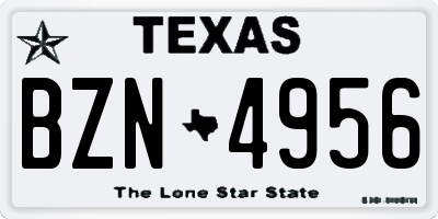 TX license plate BZN4956