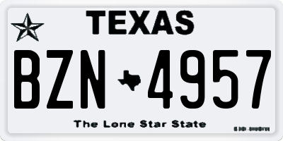 TX license plate BZN4957